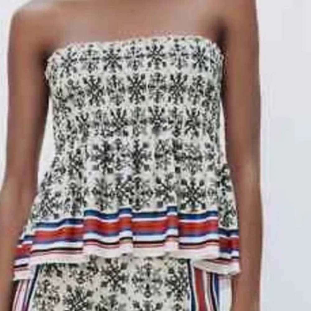 NWT! Zara Smocked Strapless Ruffle Tube Top S